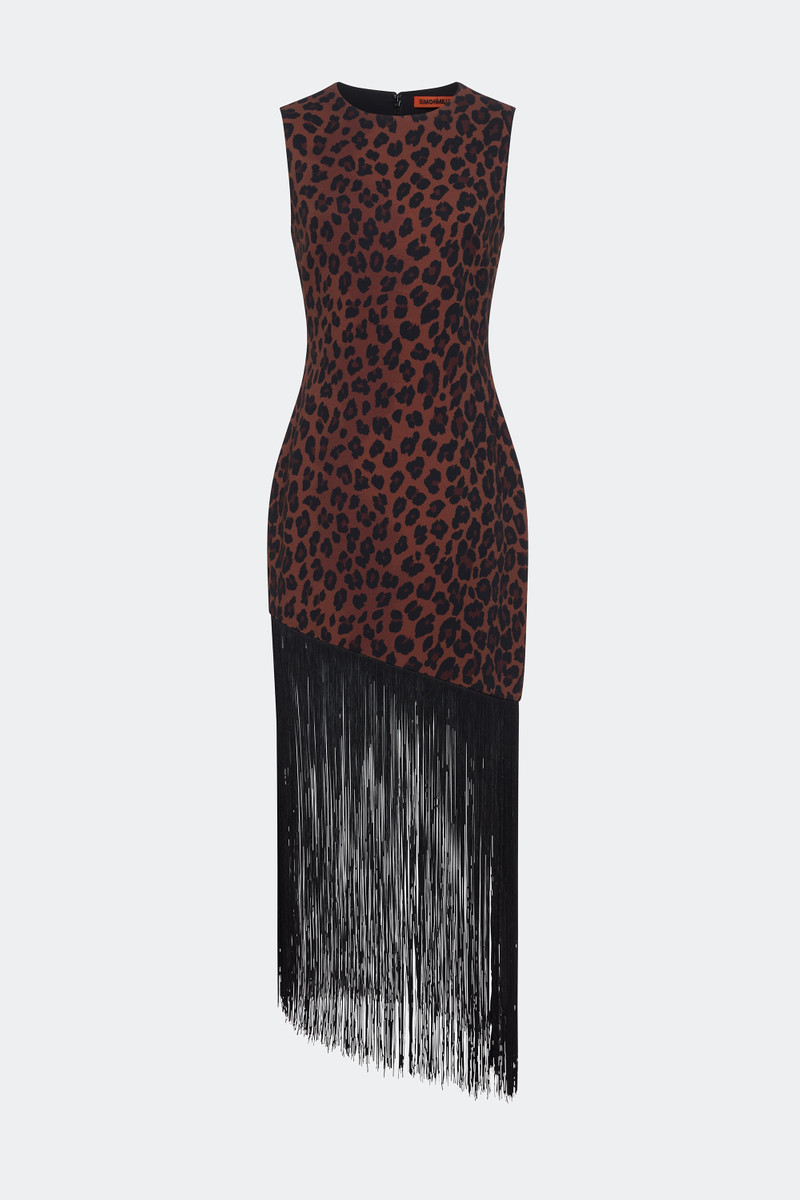 Casablanca Fringe Dress In Choco Brown Leopard 1