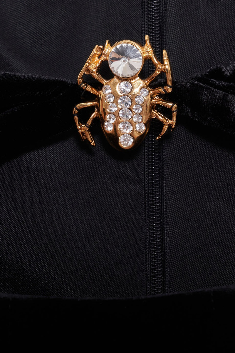 VELVET EVENING SLIP DRESS WITH SPIDER JWL 3