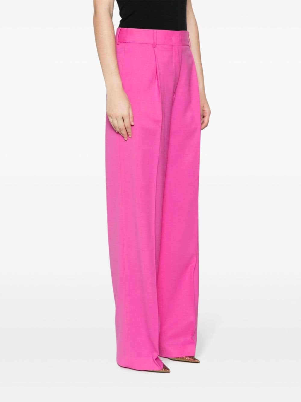 pleated straight-leg trousers - 3