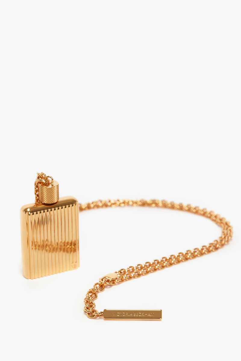 Victoria Beckham Exclusive Perfume Bottle Necklace In Brushed Gold outlook