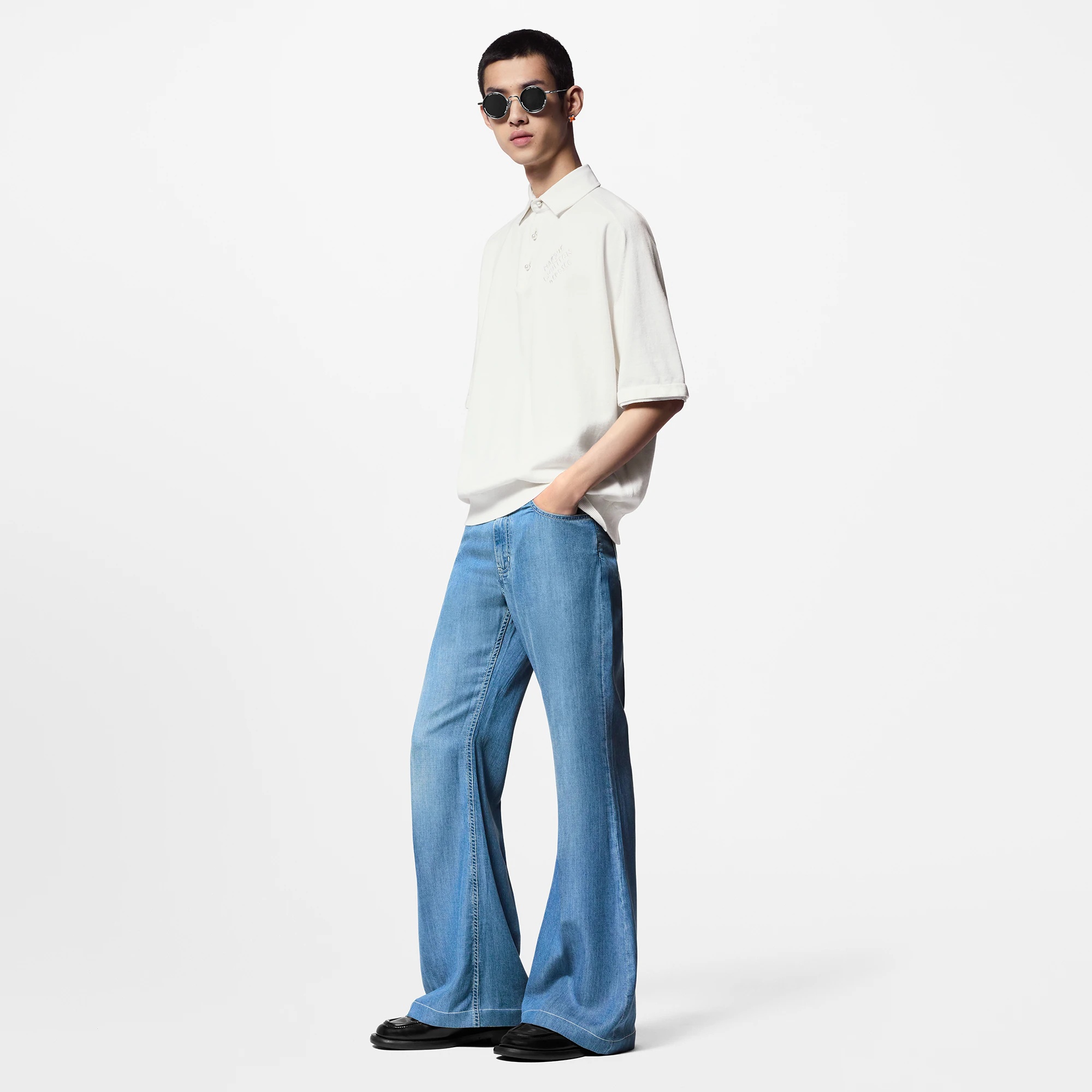 Embroidered Short-Sleeved Cotton Blend Polo Shirt - 4
