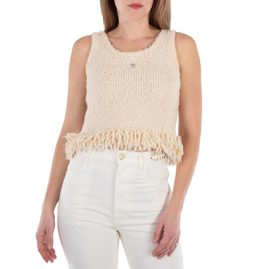 Rabanne Logo-Plaque Fringed Knitted Top - 3