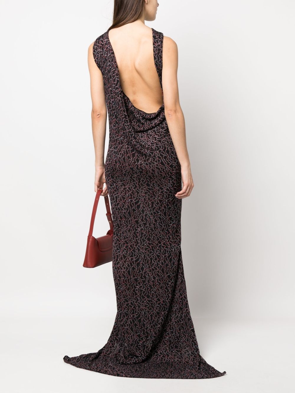 draped-detailing floor-length dress - 2