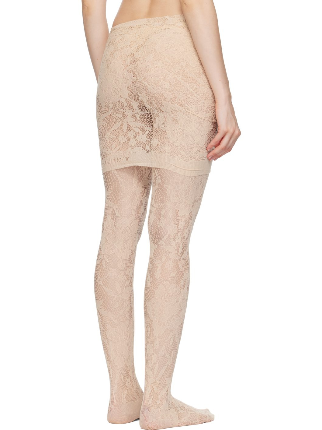 Beige Lace Miniskirt - 3