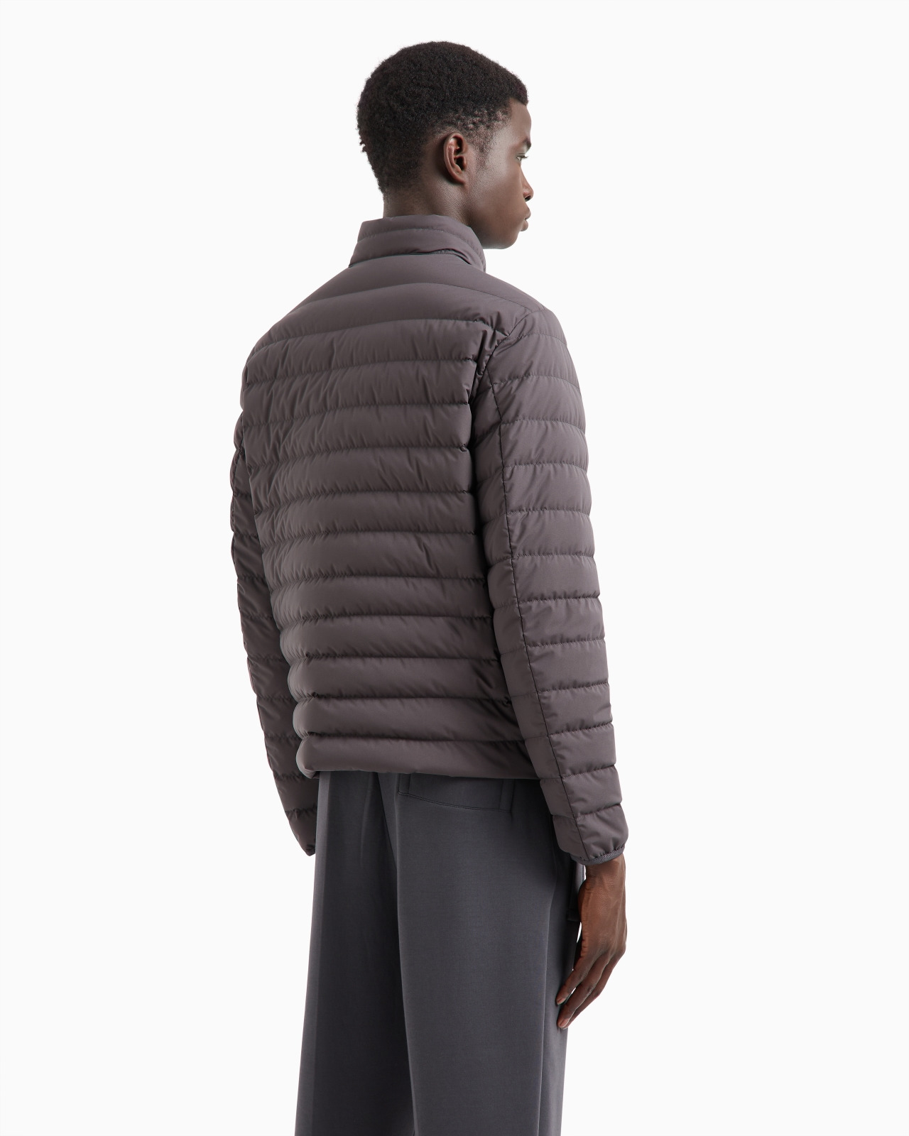 Quilted nylon full-zip down jacket with eagle logo patch - 3