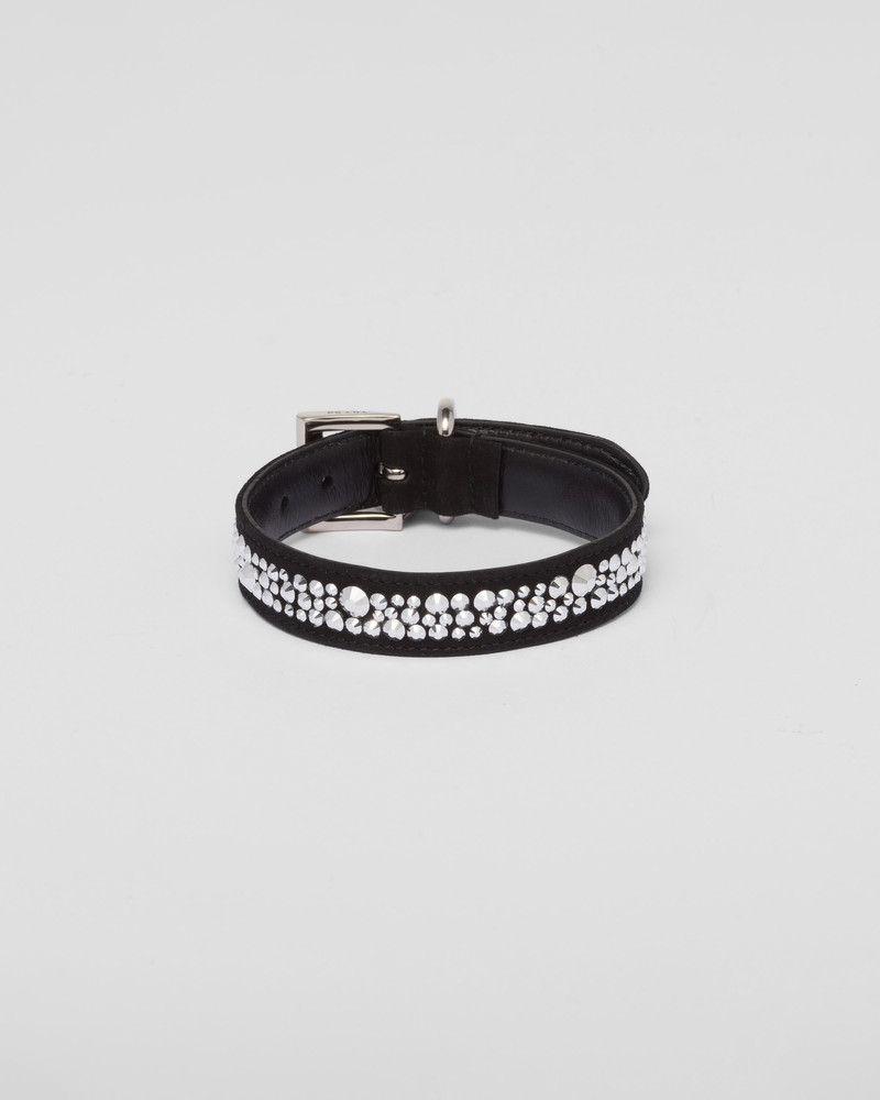 Crystal-studded suede pet collar 1