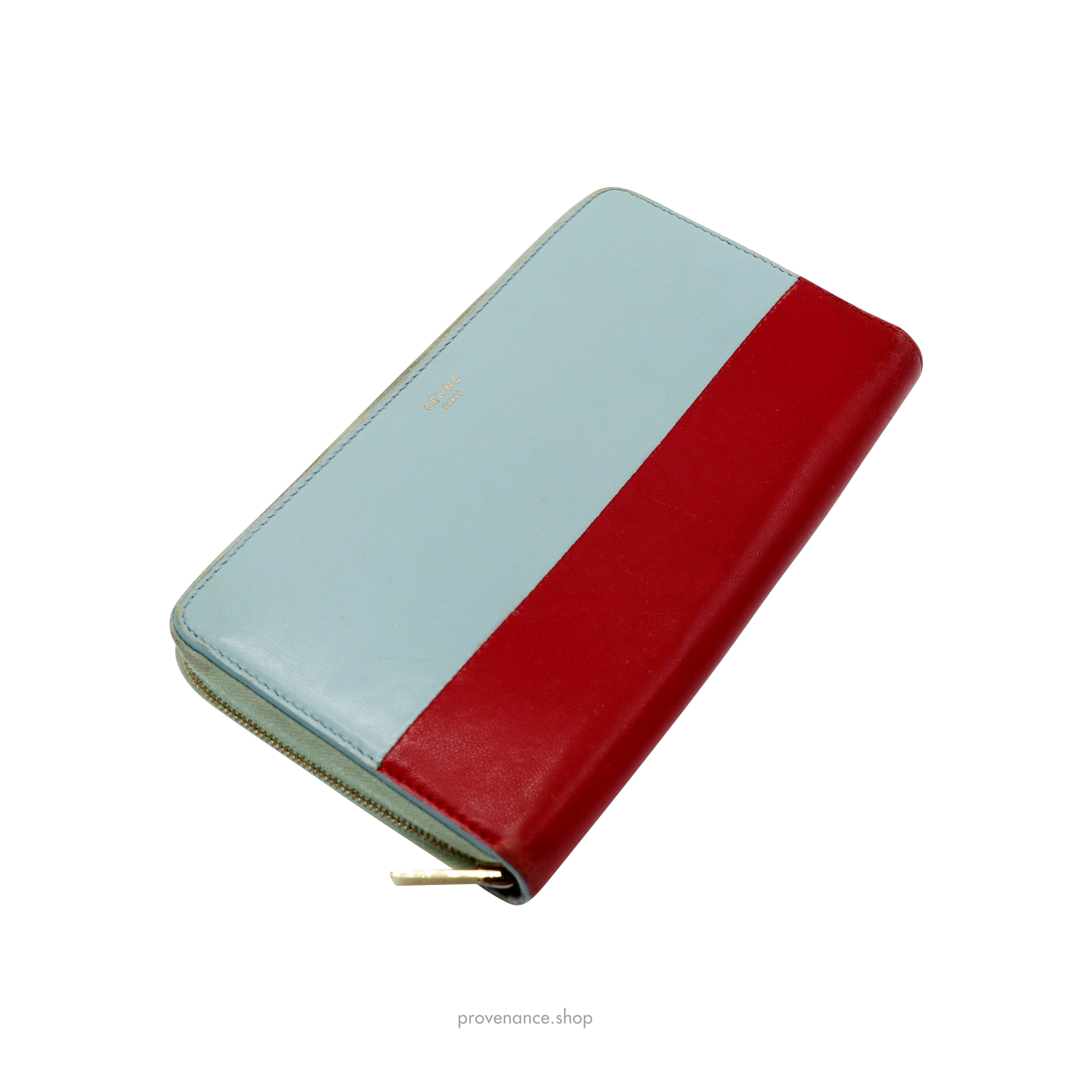 Celine Multifunction Zip Wallet - Sky Blue/Red - 3
