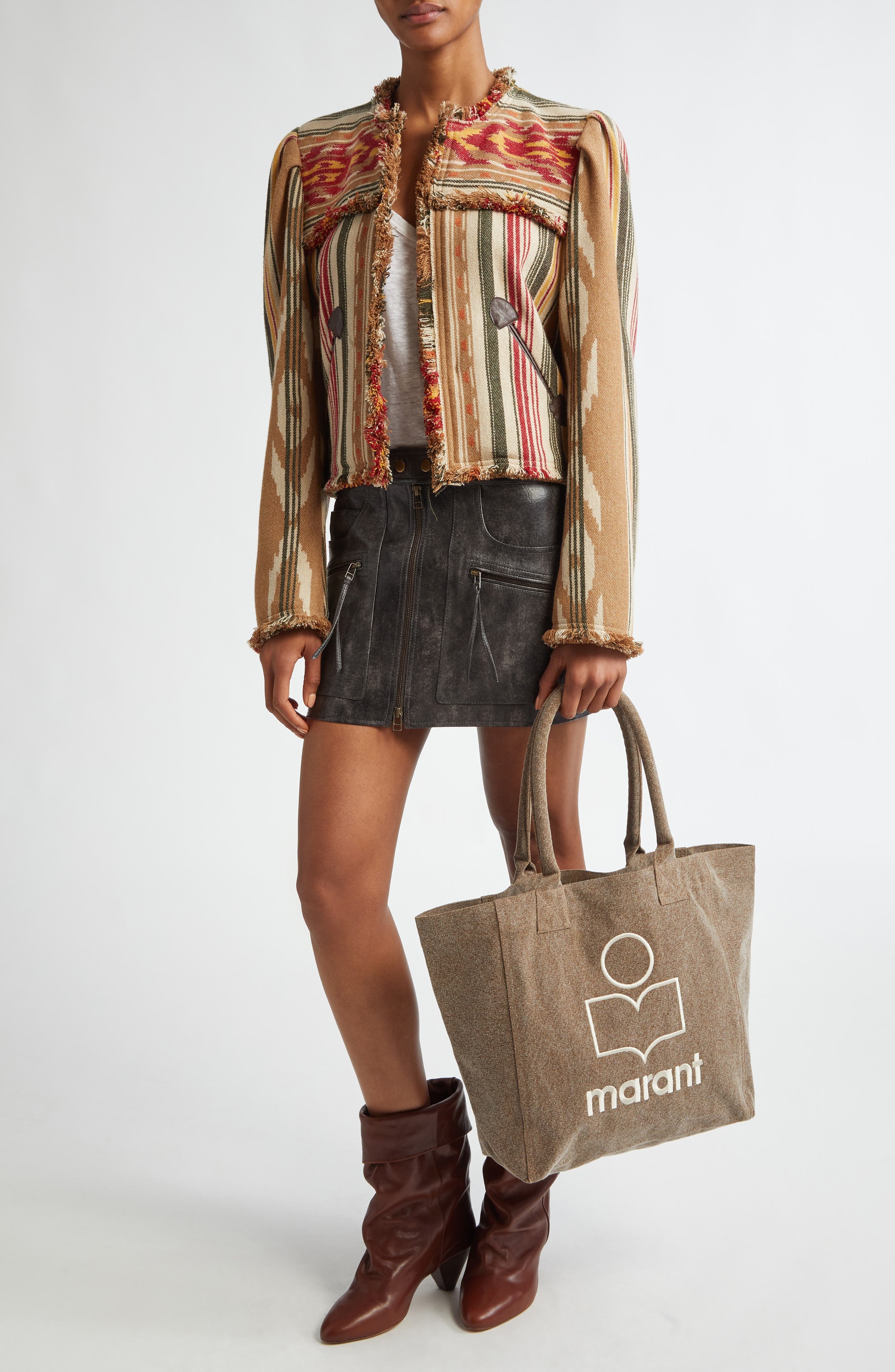 Isabel Marant Étoile Delphina Stripe Wool Blend Jacket in Camel at Nordstrom - 2