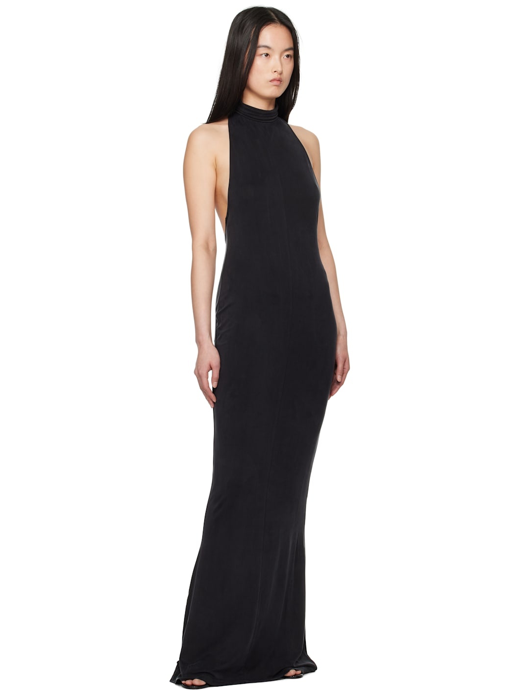 Black Mock Neck Maxi Dress - 4