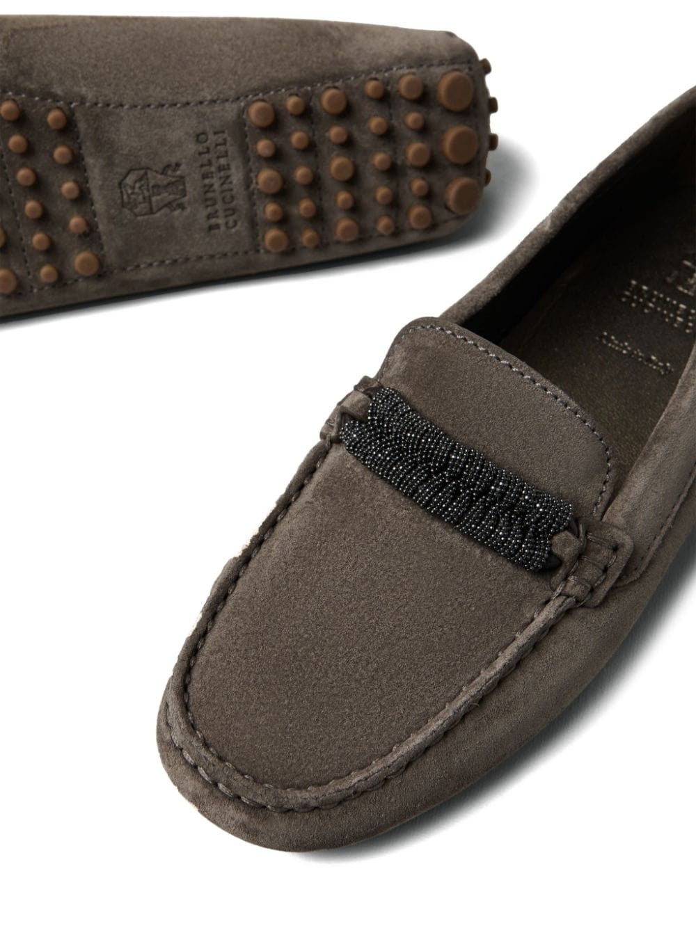 Monili-trim leather loafers - 4