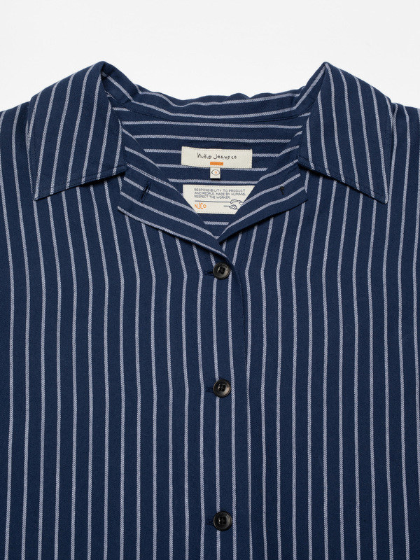 Jutta Shirt Striped Cotton Blue - 2