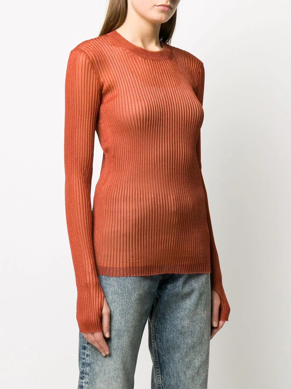 metallic ribbed knitted top - 3