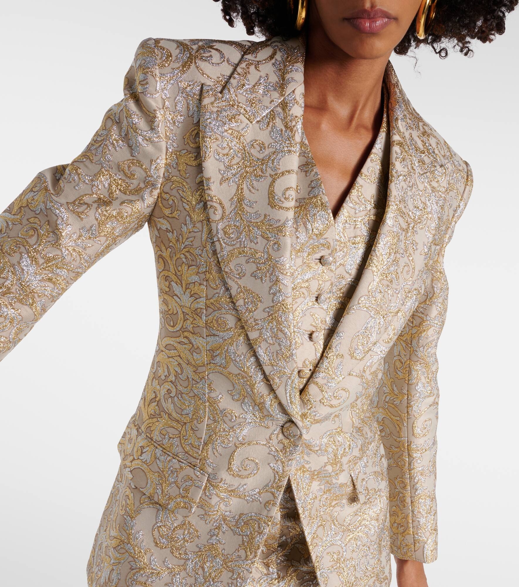 Single-breasted brocade blazer - 7