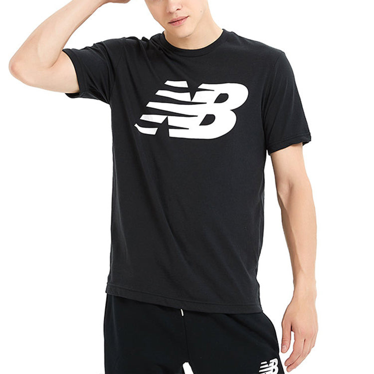 New Balance Men's New Balance Knit Breathable Athleisure Casual Sports LOGO Printing Short Sleeve Bl - 5