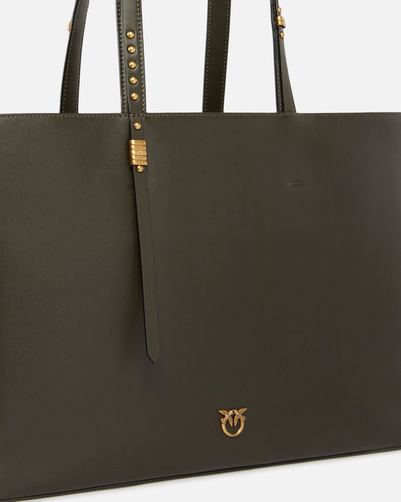 MEDIUM LEATHER SHOPPER BAG WITH METAL DETAILS 3