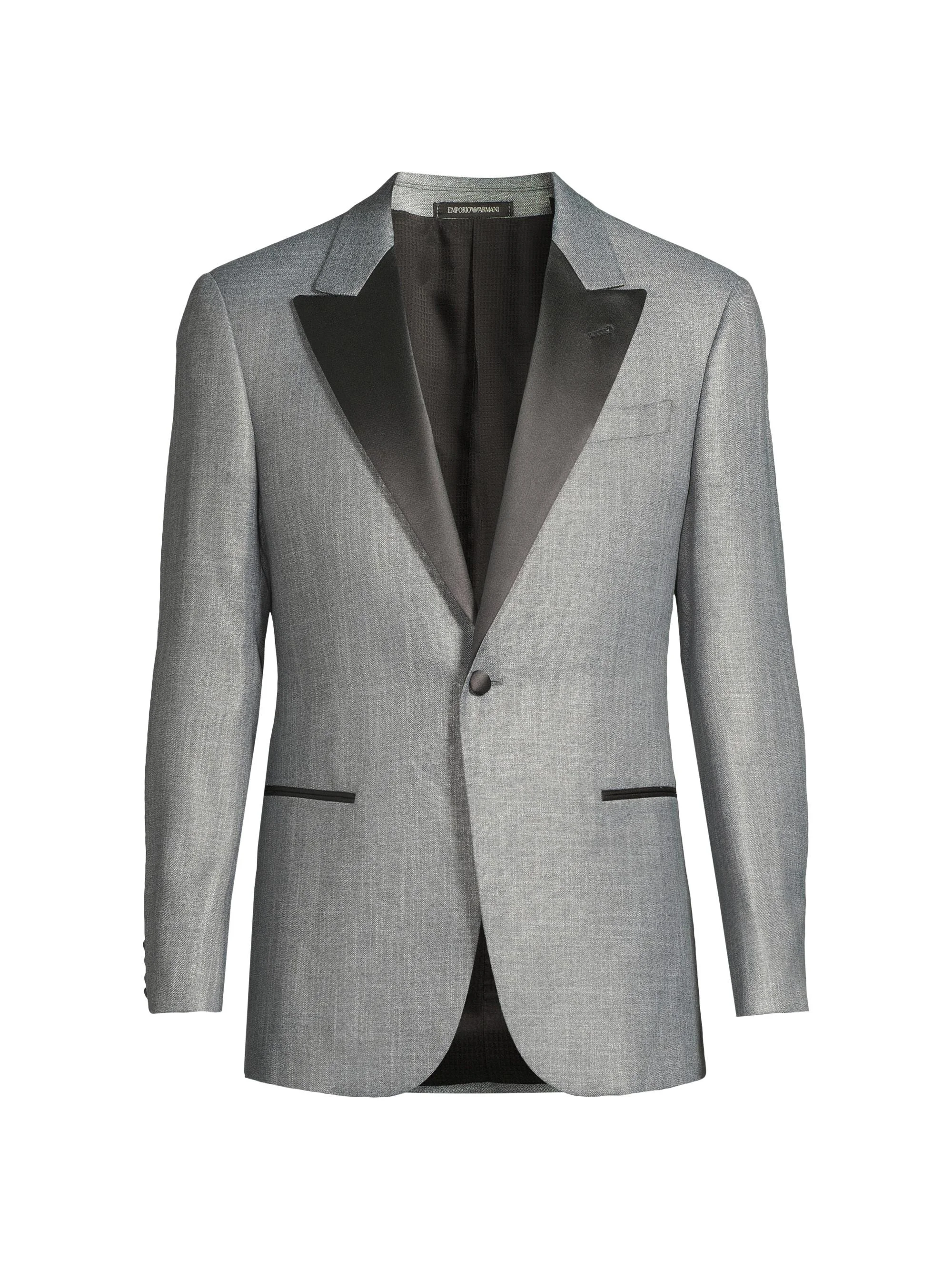 Men's Satin-Lapel Woven Dinner Jacket - Gray - 1