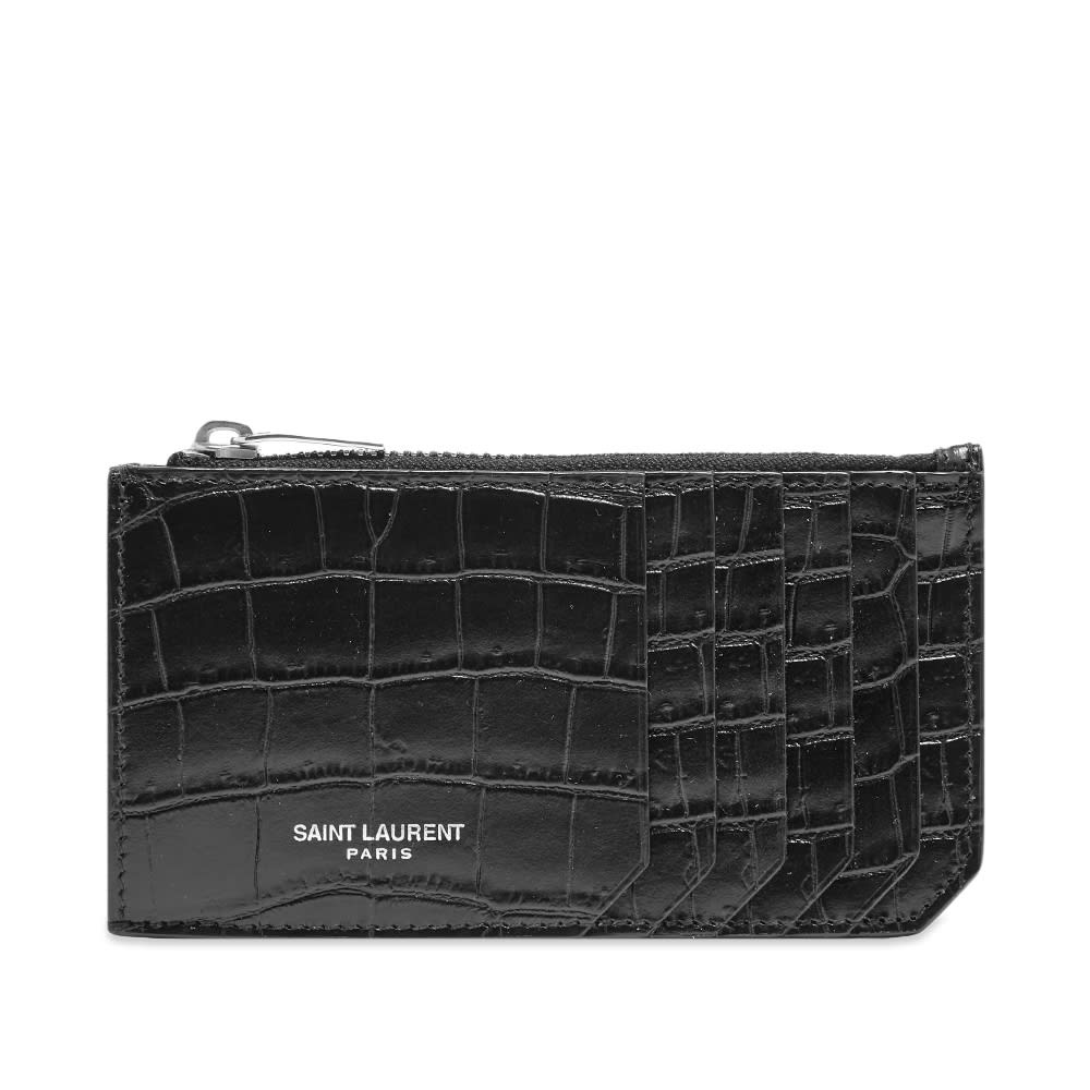 Saint Laurent Croc Leather Zip Card Case - 1