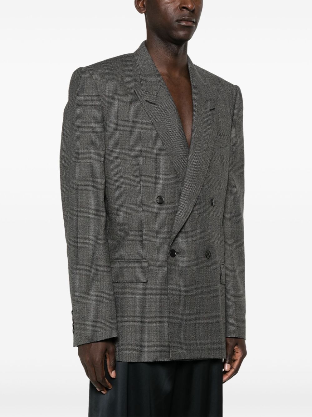 checked double-breasted blazer - 4