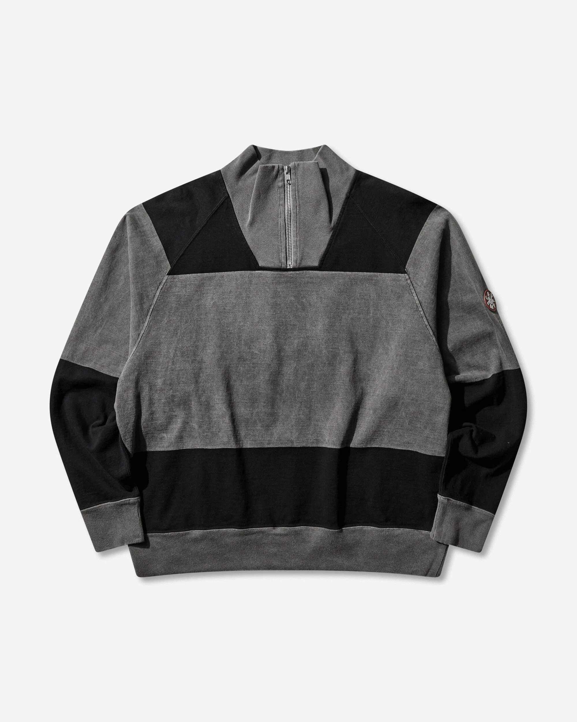 Men's Overdye Stripe Half Zip Sweatshirt Grey - 1