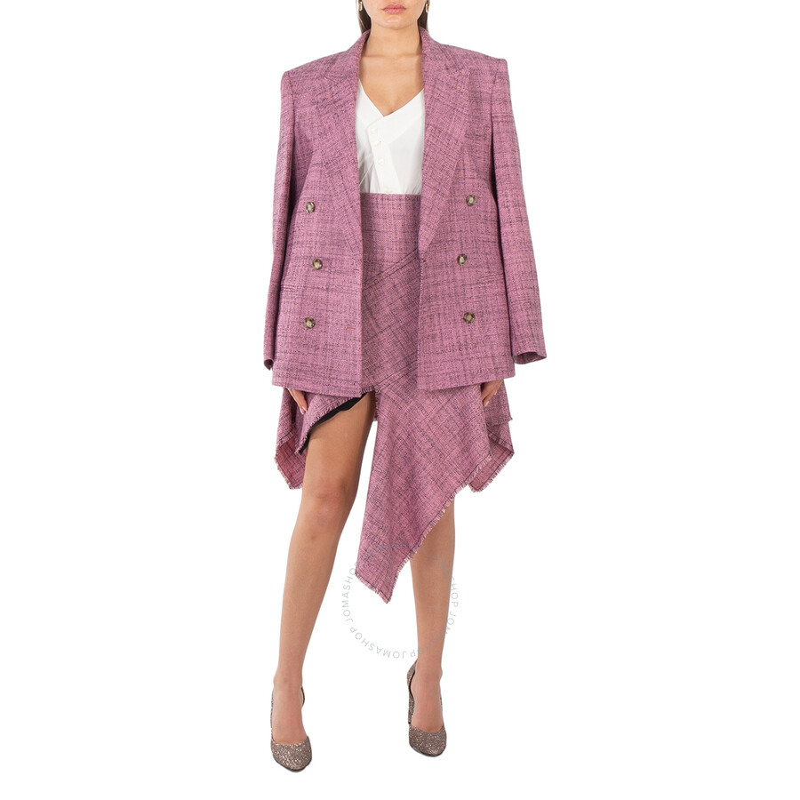 Stella Mccartney Ladies Pink Frayed Wool-Tweed Skirt - 2