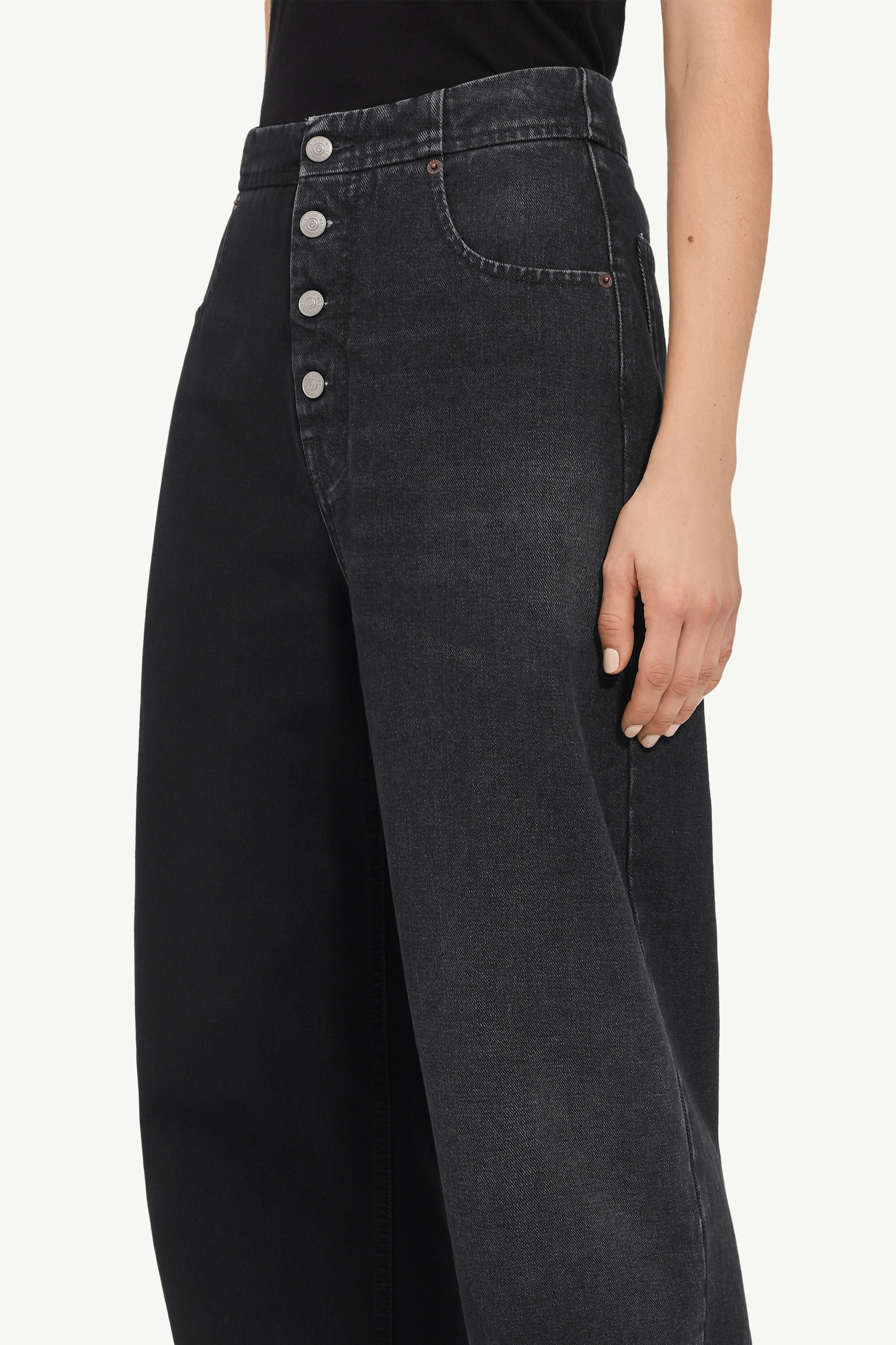 Half and half denim trousers - 5