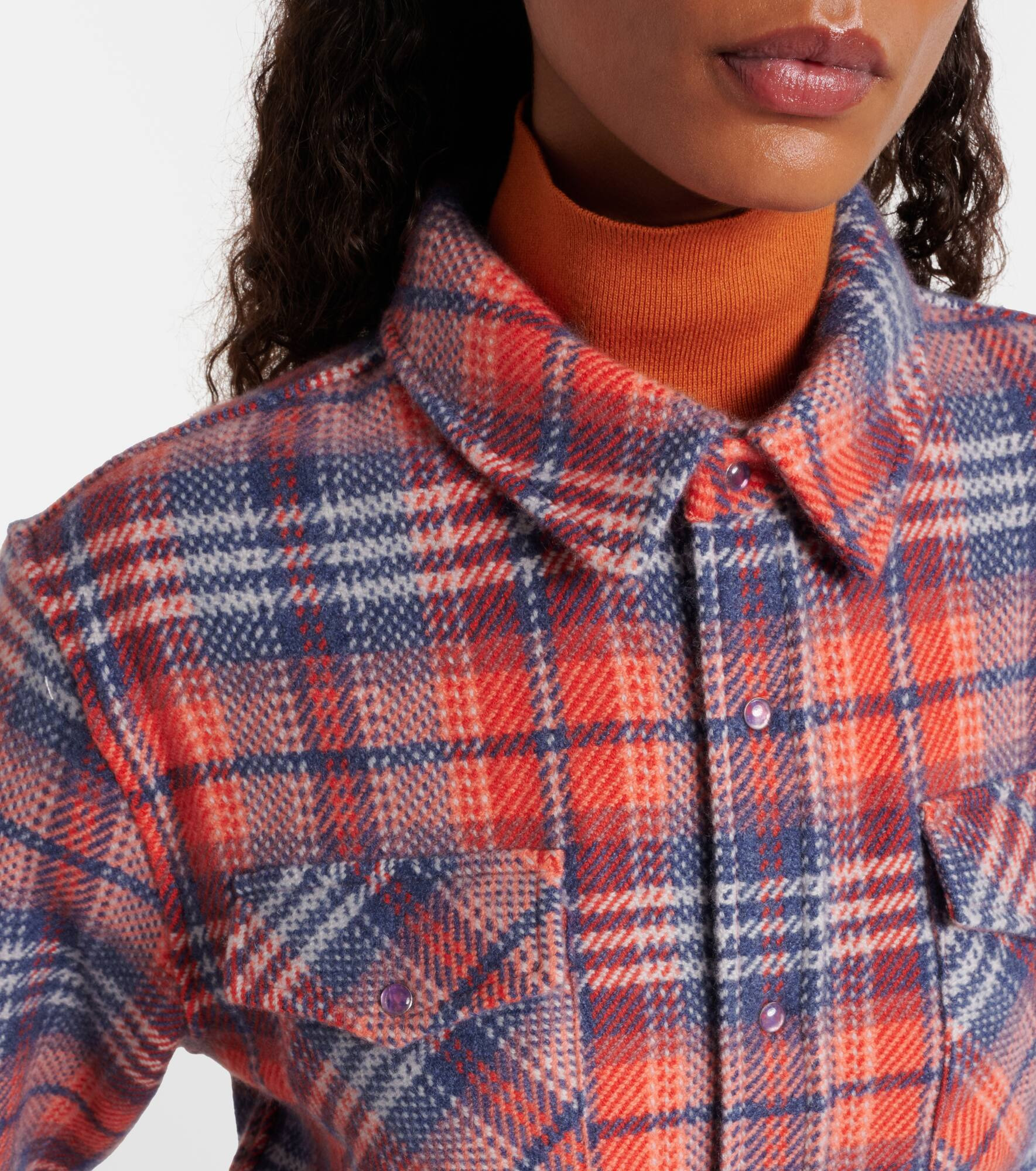 Americana plaid cashmere shirt - 4