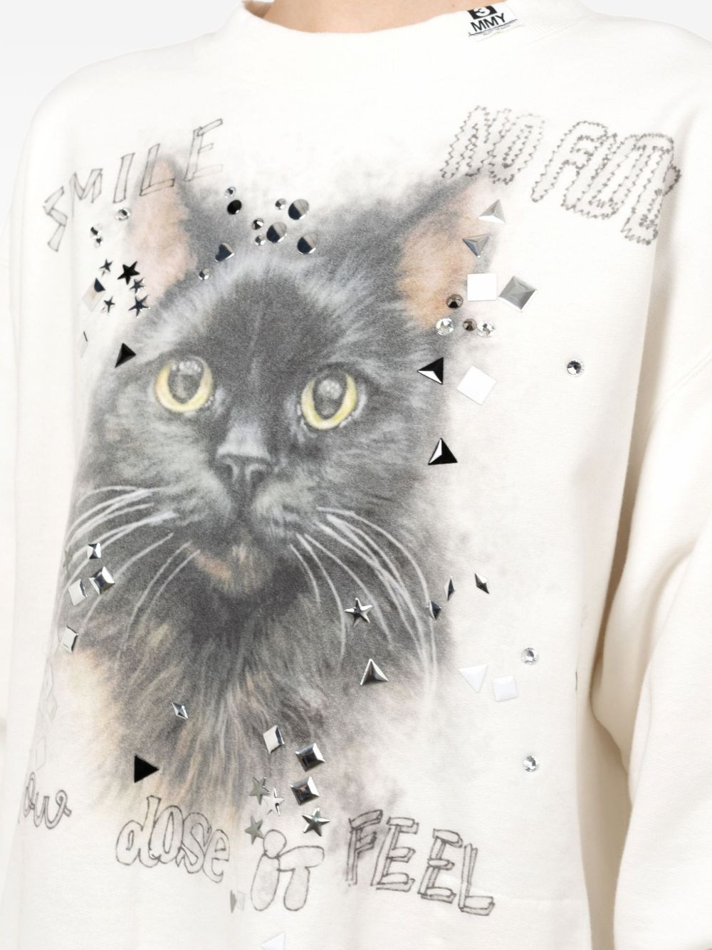 cat-print embellished sweatshirt - 5