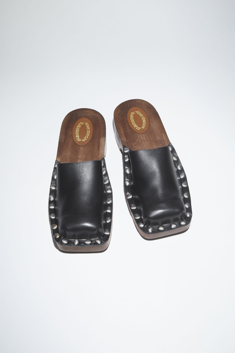 Leather wood clog - Black 3