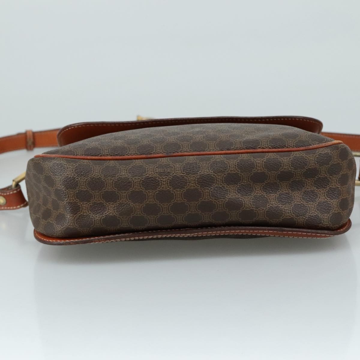 CELINE Macadam Canvas Shoulder Bag Pvc Leather Brown Gold - 9