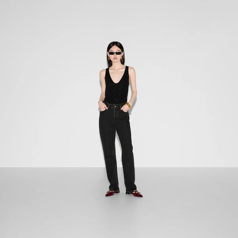 GUCCI Straight denim pant with laser detail outlook