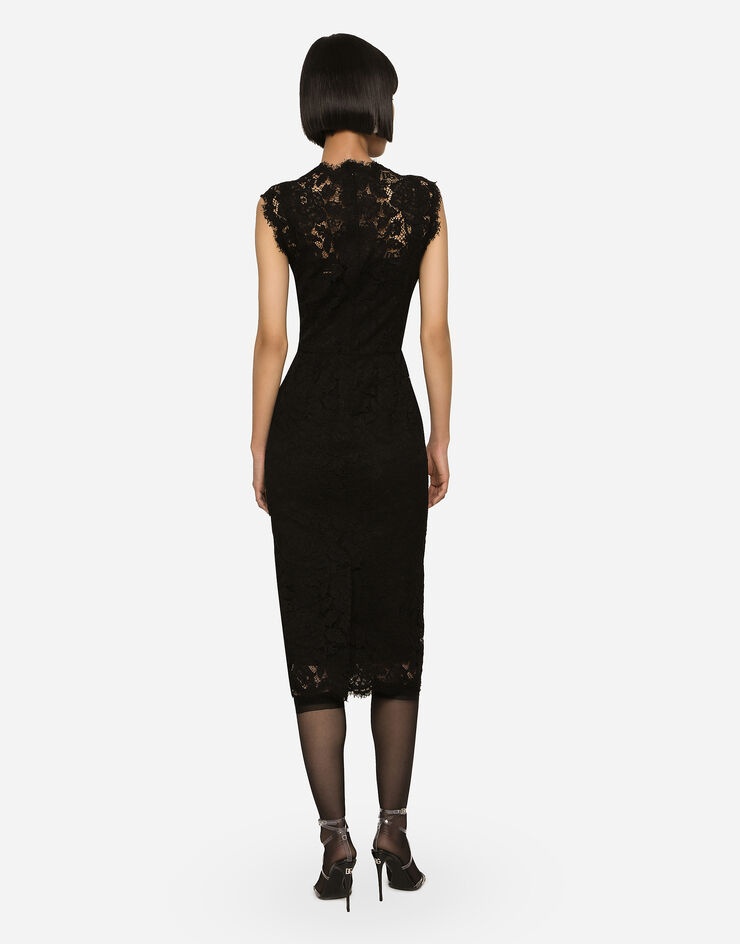 Branded stretch lace calf-length dress - 3