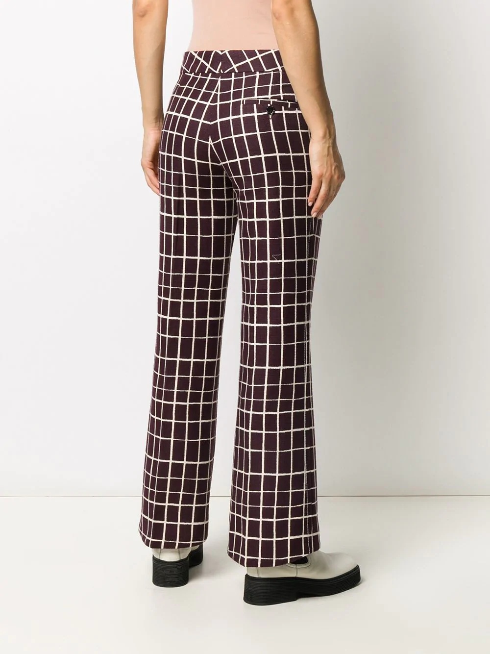 check-print straight trousers - 4