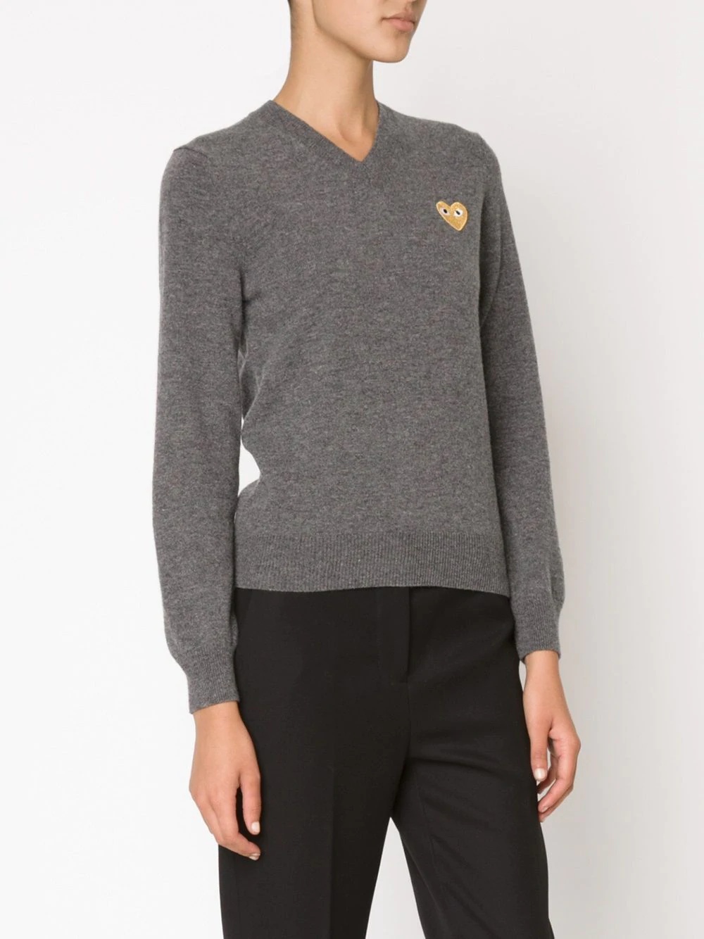 embroidered heart v-neck jumper - 3
