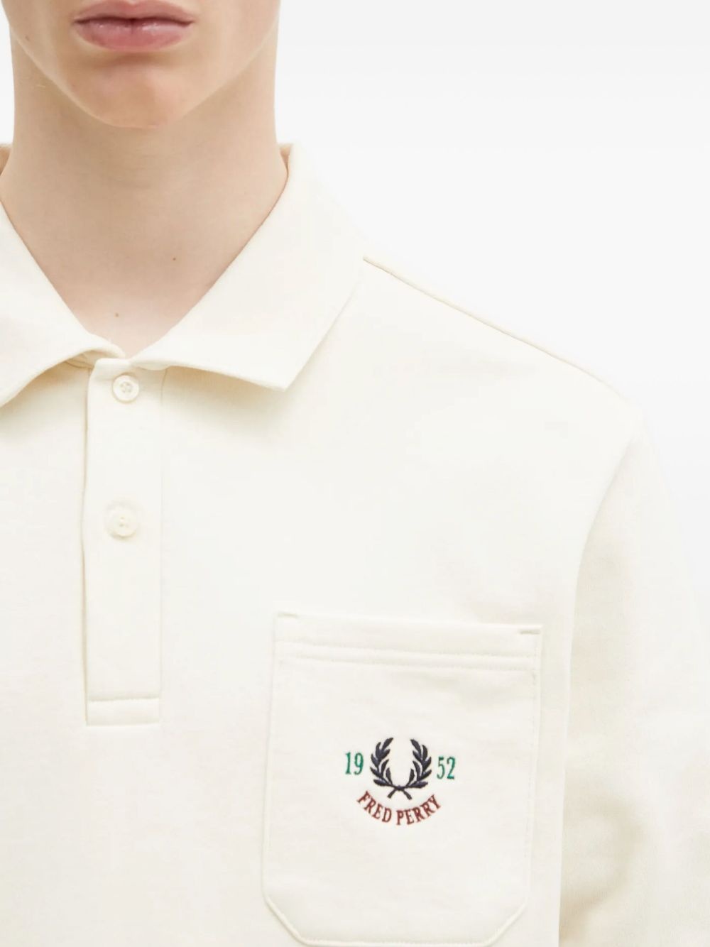 embroidered-pocket long-sleeve polo shirt - 5