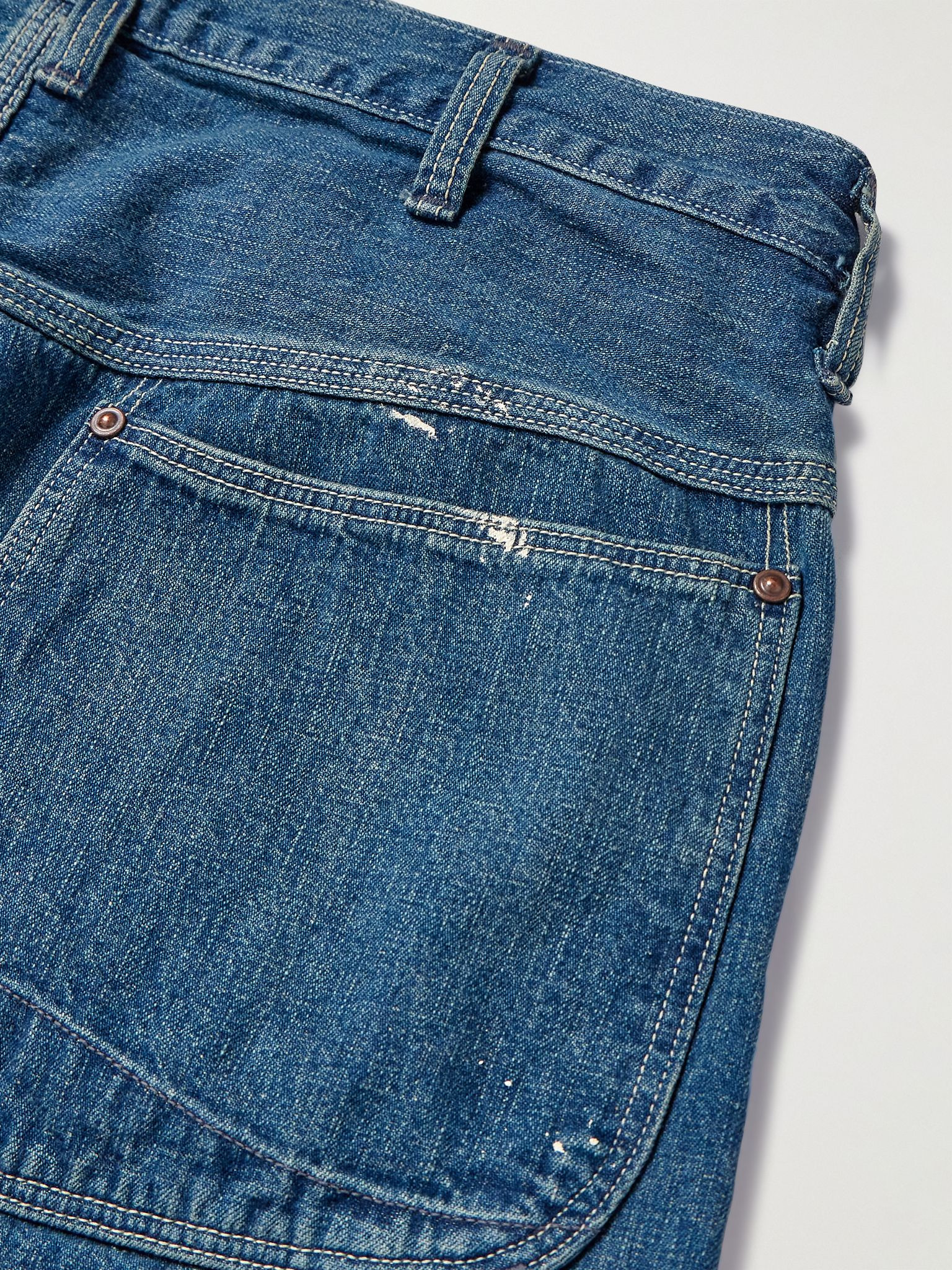 Paint-Splattered Straight-Leg Selvedge Jeans Blue - 5