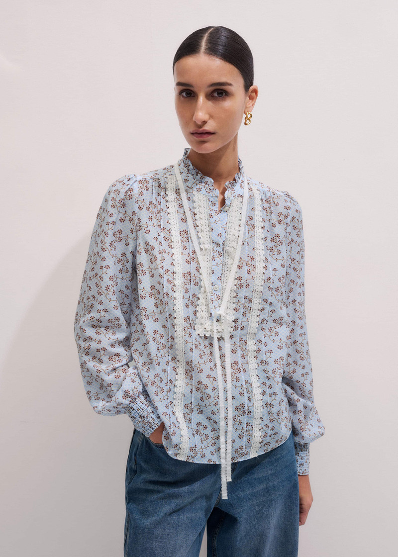 Lace Trim Blouse + Tie 5