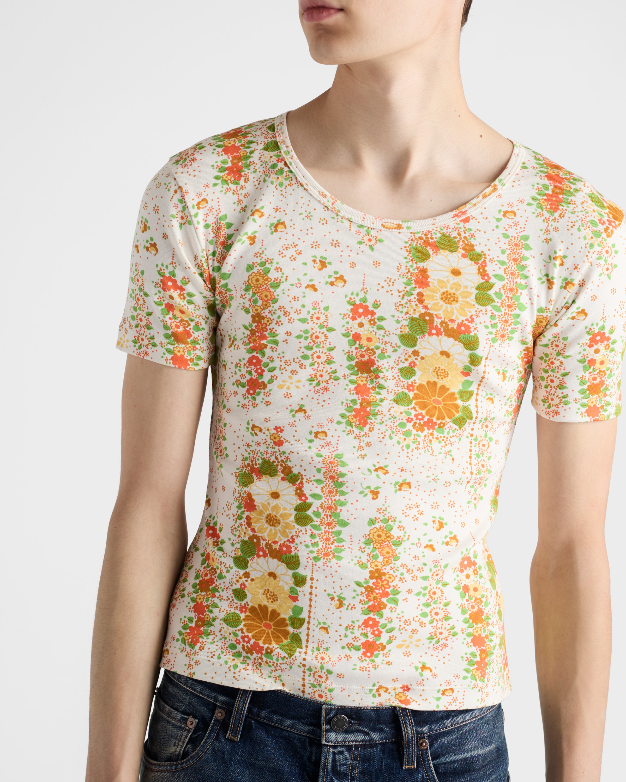 Floral print cotton T-shirt - 3