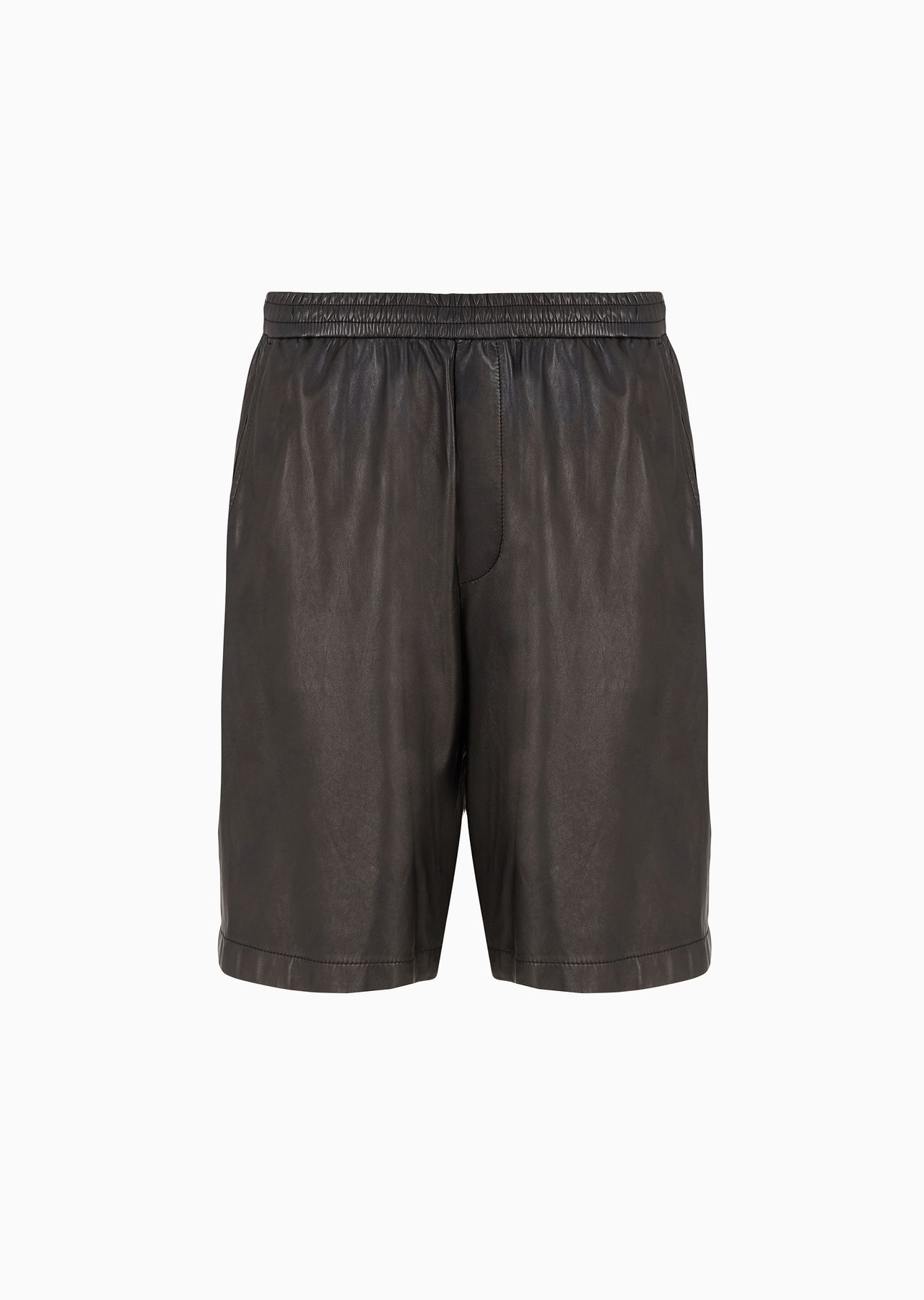 Elasticated-waist Bermuda shorts in glove-quality nappa lambskin - 1