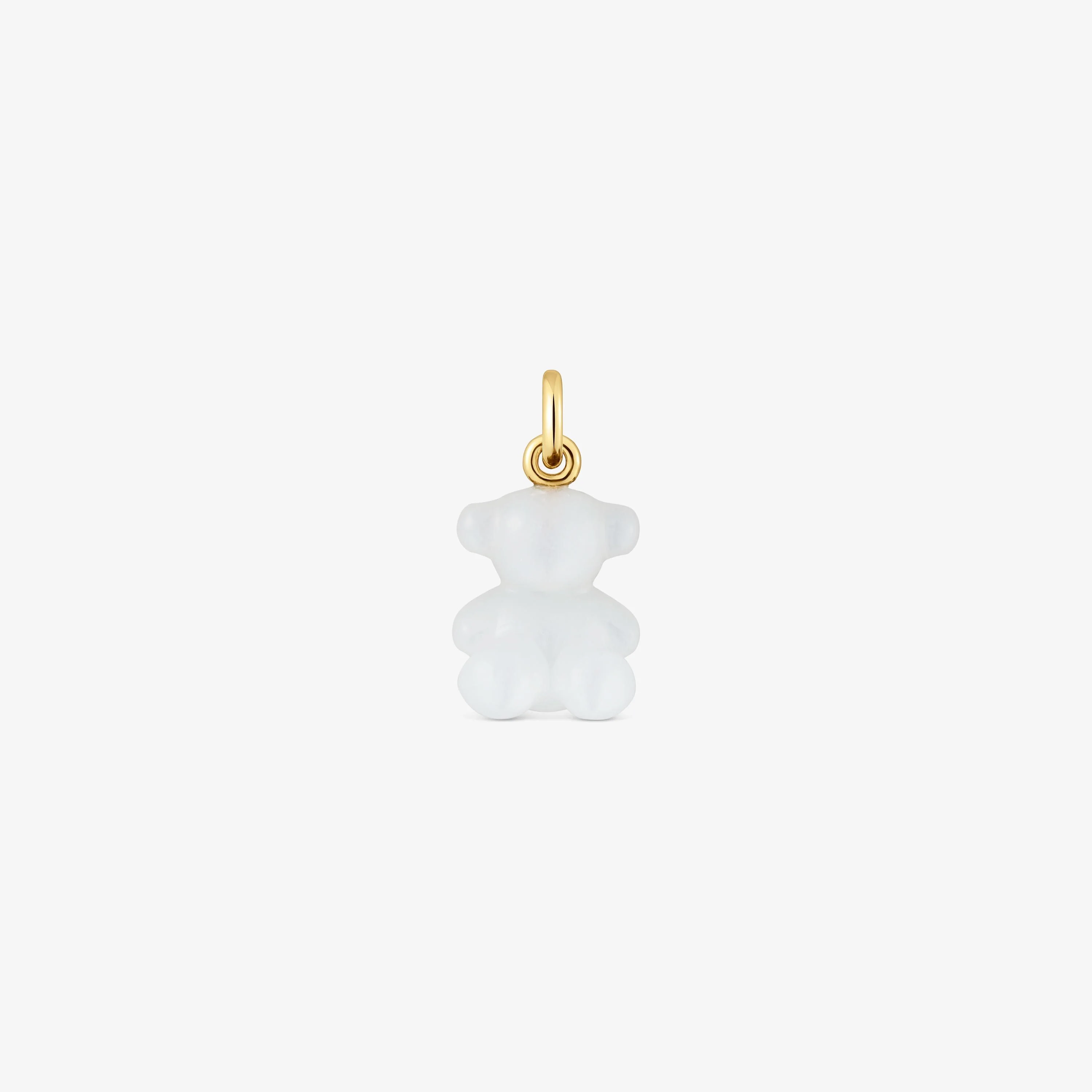 Small bear pendant with rock crystal quartz and 14K solid gold Bold Bear - 1
