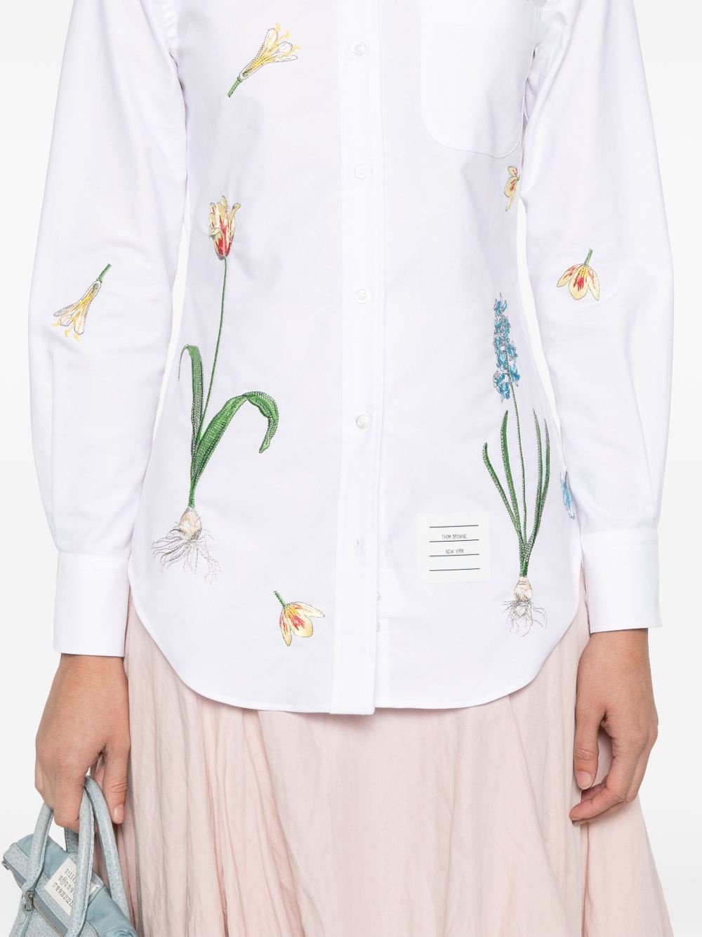 floral-embroidery cotton shirt - 5