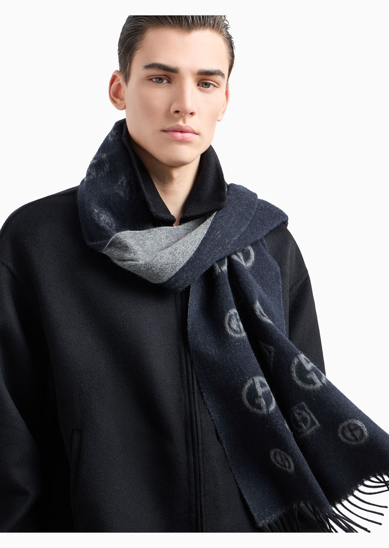Monogram jacquard cashmere scarf - 3