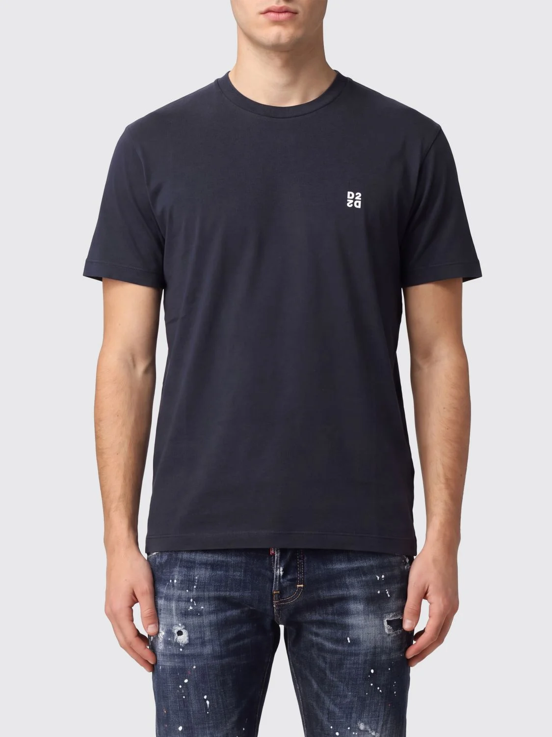 DSQUARED2 Crewneck Cotton T-shirt with Contrast Logo - 1