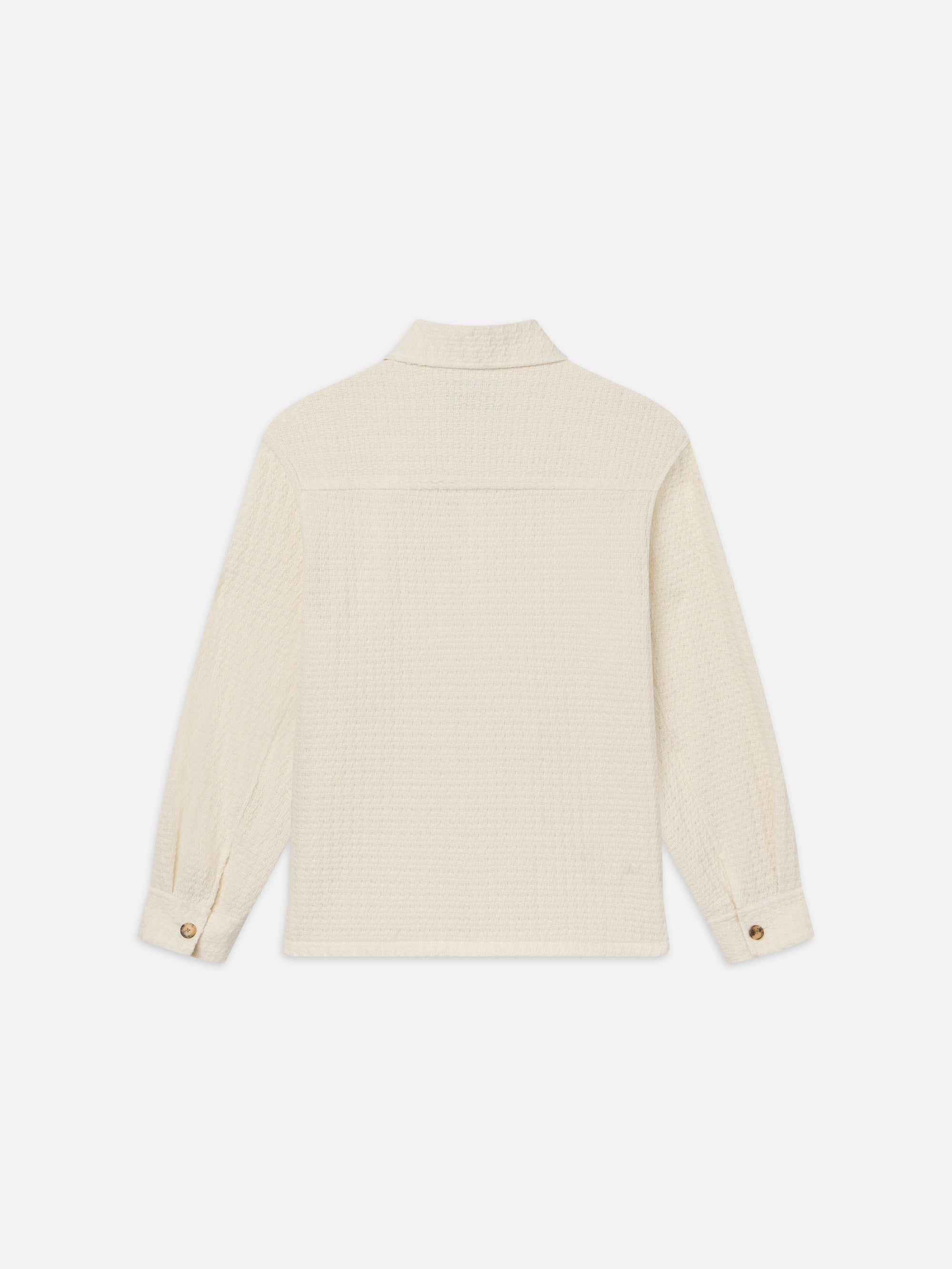 Textured Shirt Jacket in Off White - 3