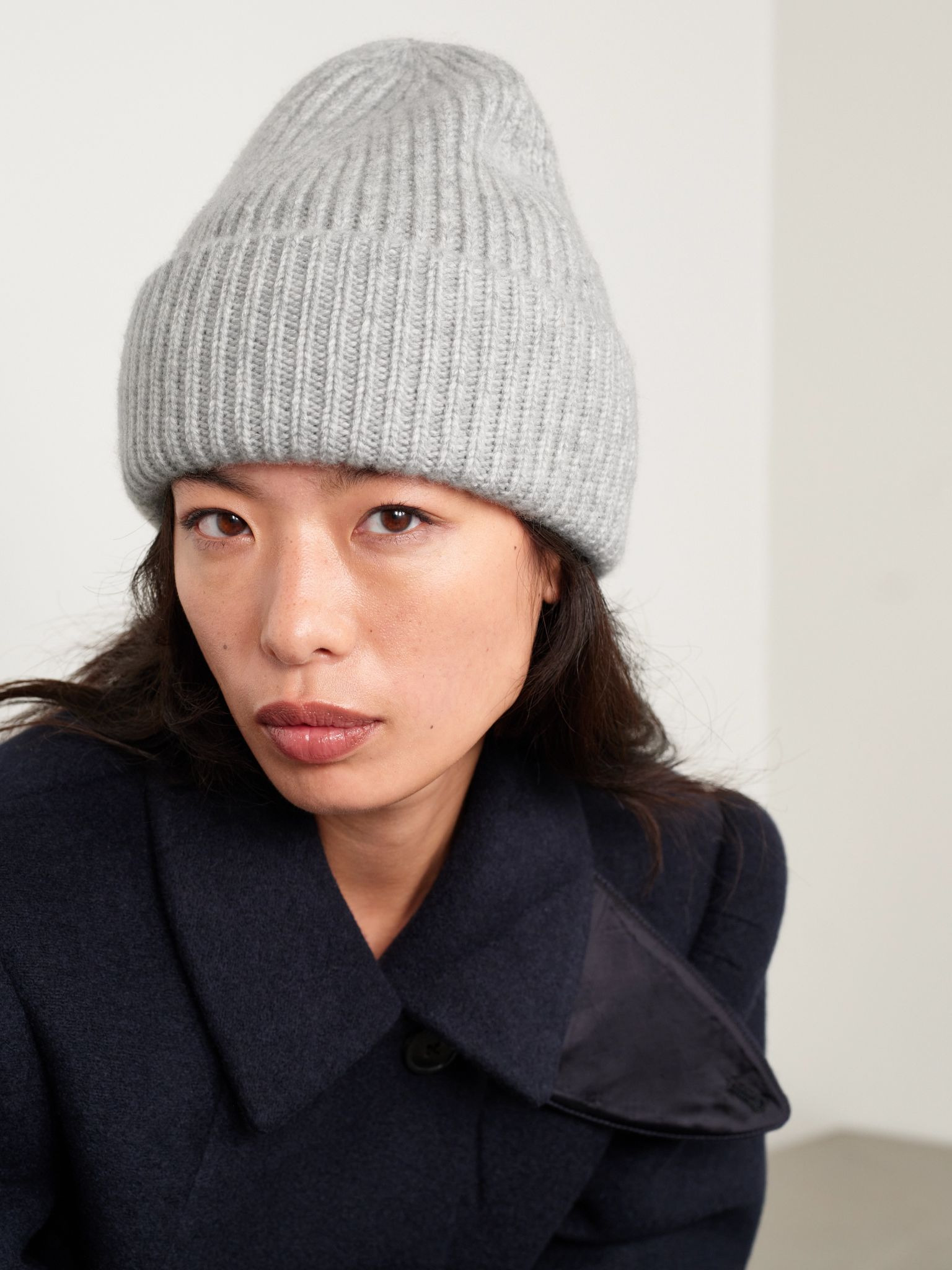 Ribbed cashmere beanie Gray - 2
