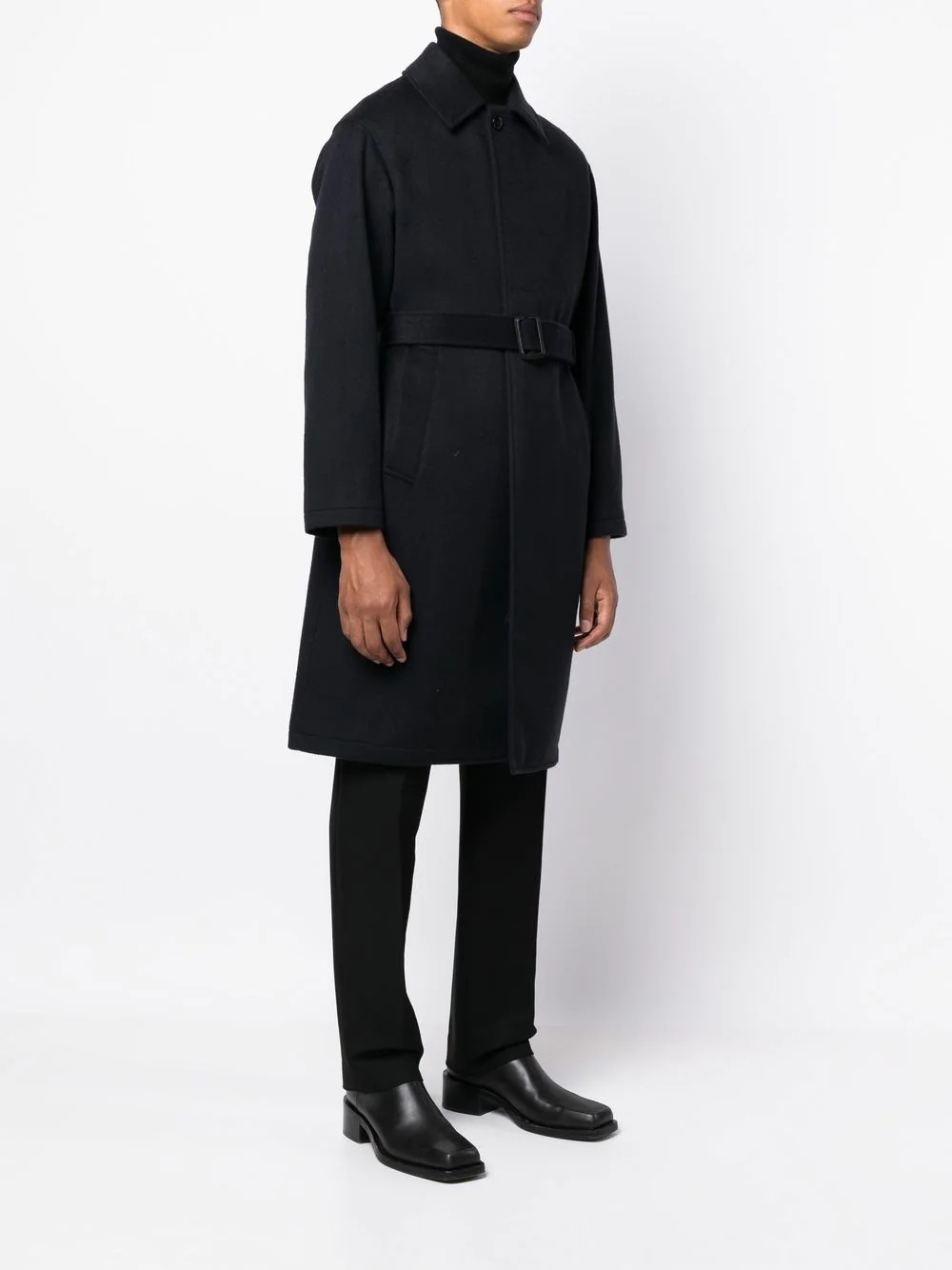 belted wool-cashmere blend trench coat - 3