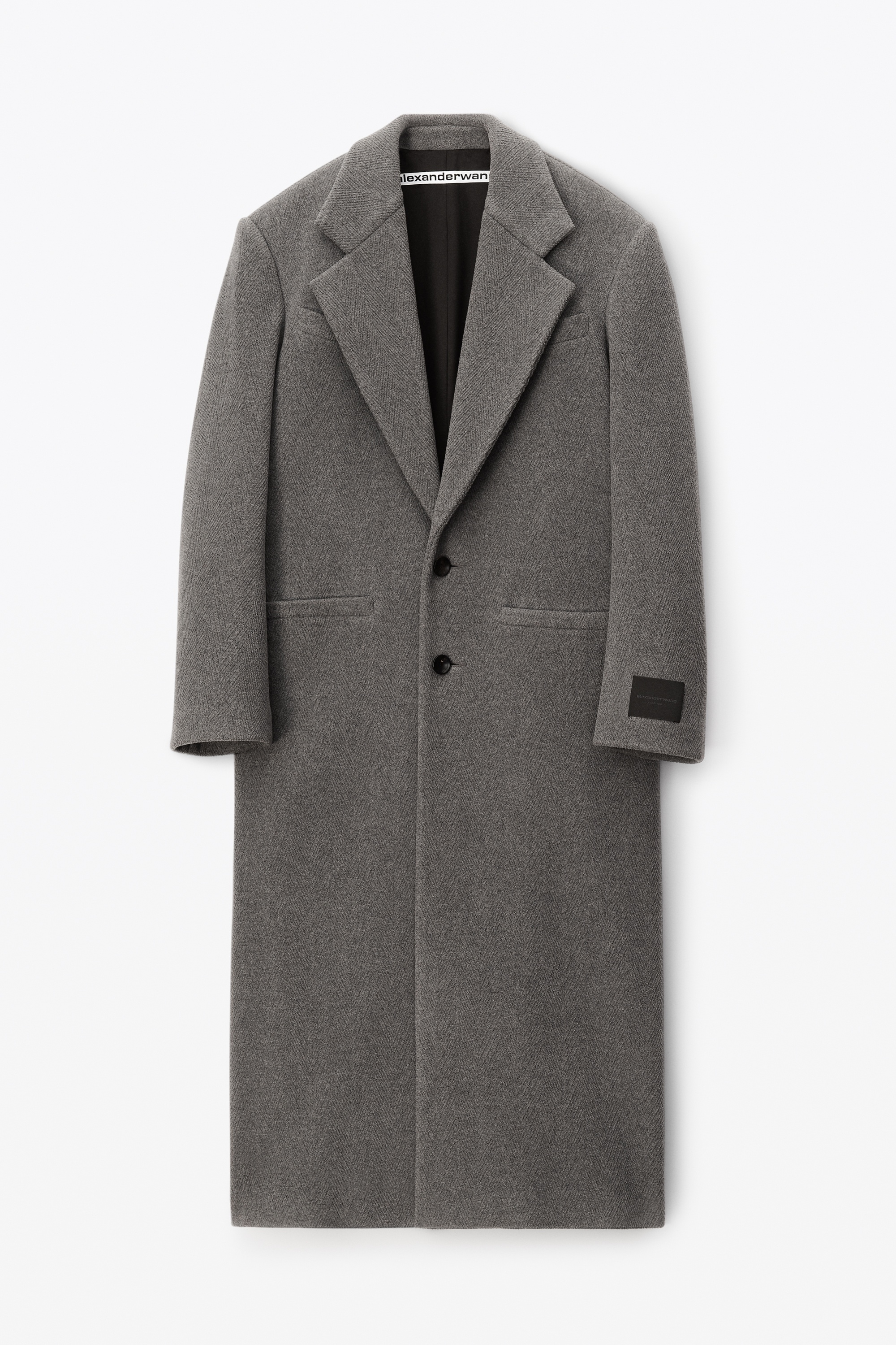 long coat in herringbone coating - 1