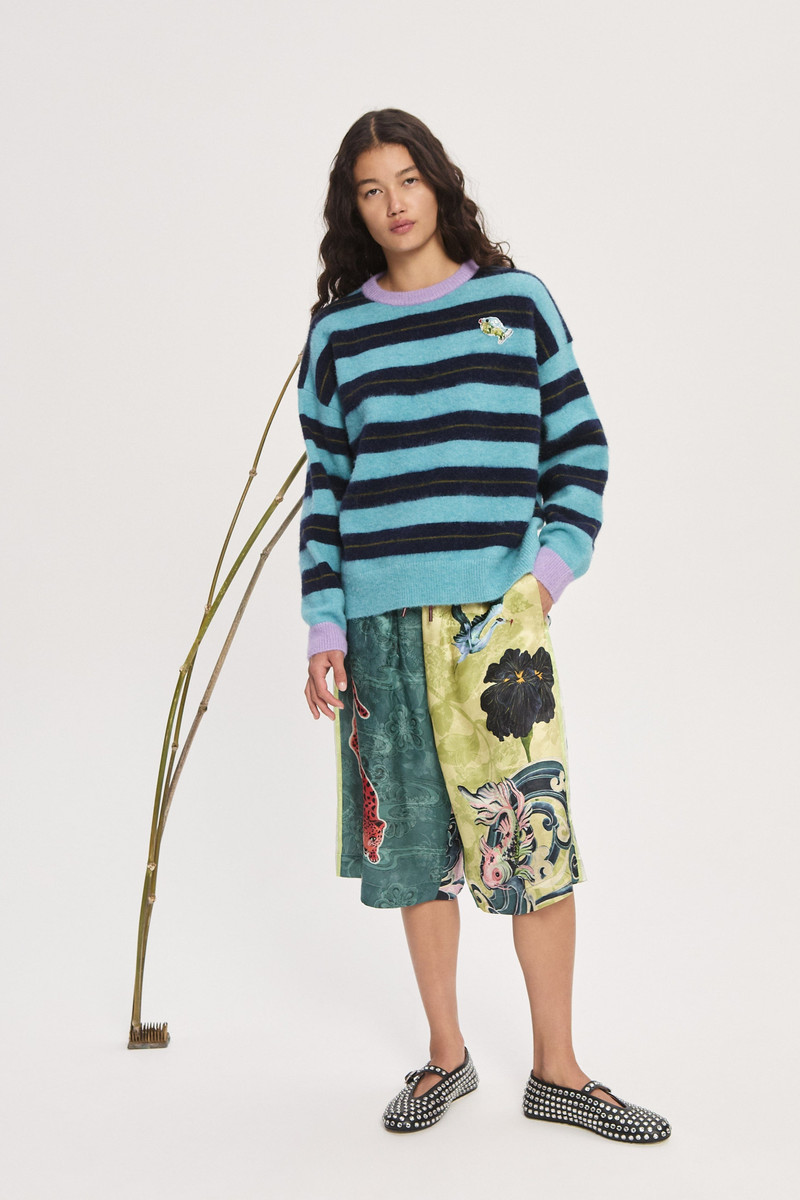 ALÉMAIS Domenica Teal Stripe Sweater outlook