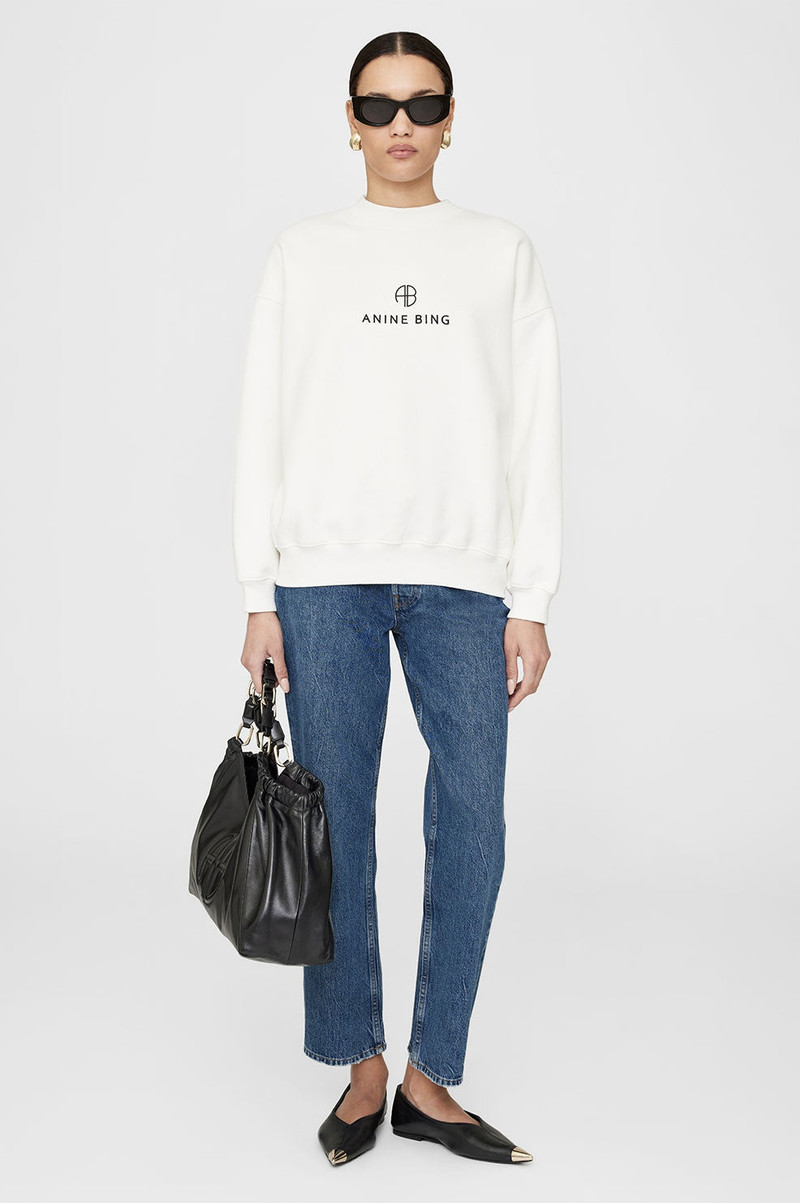 ANINE BING Jaci Sweatshirt Monogram - Ivory outlook
