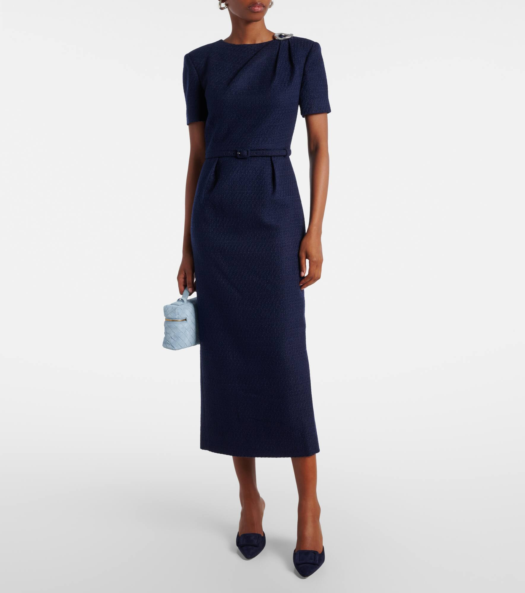 Belted bouclé midi dress - 2