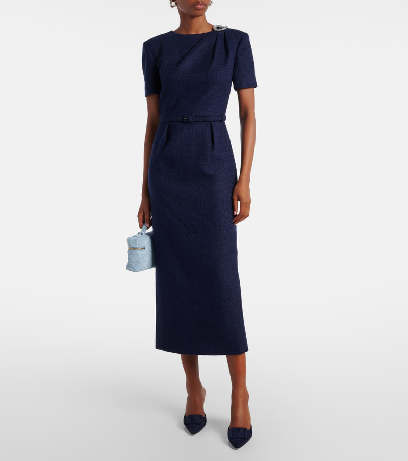 ROLAND MOURET Belted bouclé midi dress outlook